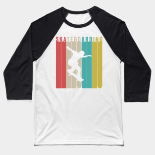 Skateboarding Silhouette Retro Vintage Style Baseball T-Shirt